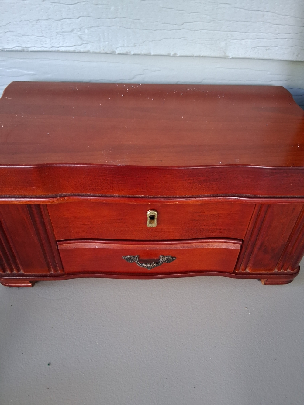 Classic Wood Jewelry Box - Red Mahogany Finish